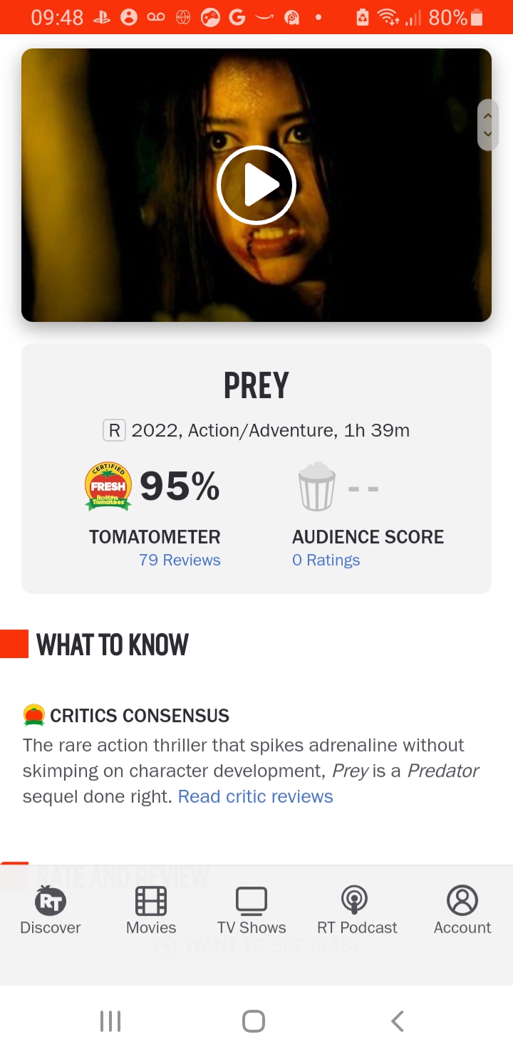 Prey's Rotten Tomatoes Score is Way Better Than Any Other Predator Movie